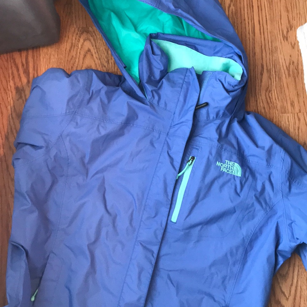 Blue north face rain coat